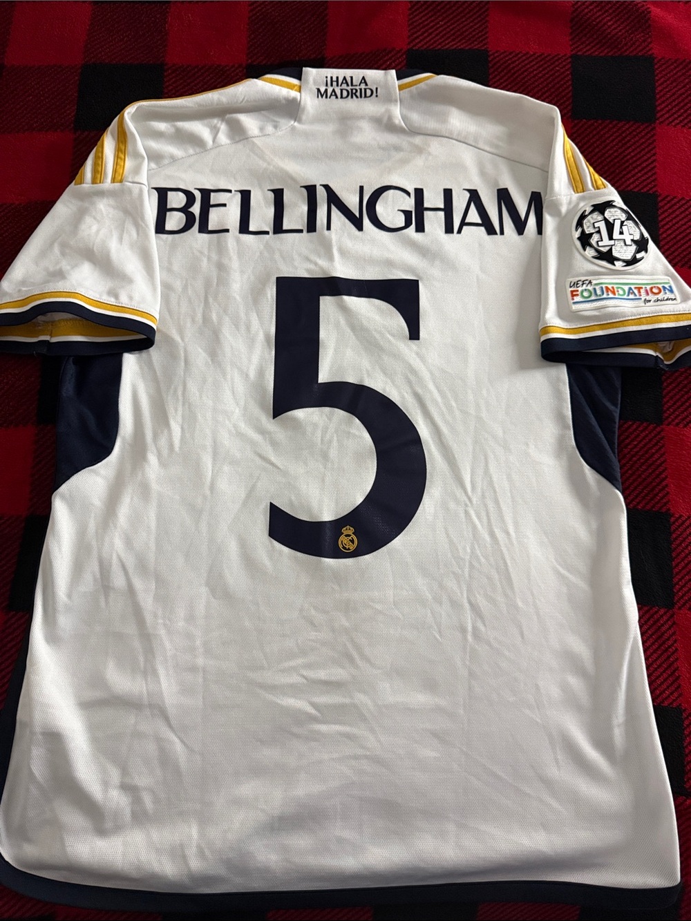 Real Madrid #5 Jude Bellingham 2023-24 Adidas UCL Edition Home Jersey